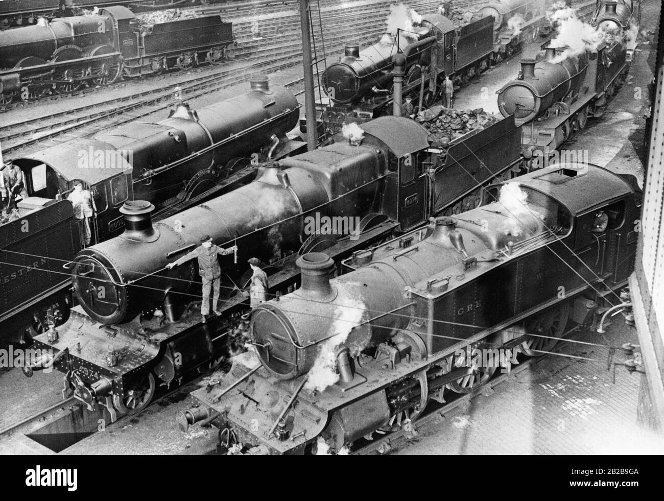 Locomotive pronte per il servizio alla stazione di Paddington a Londra. Foto Stock