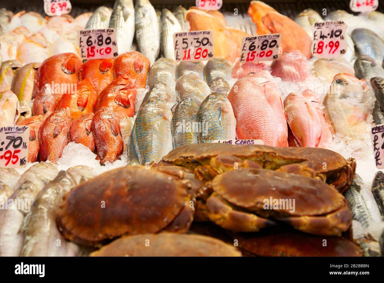 Mercato del pesce di Brixton Foto Stock