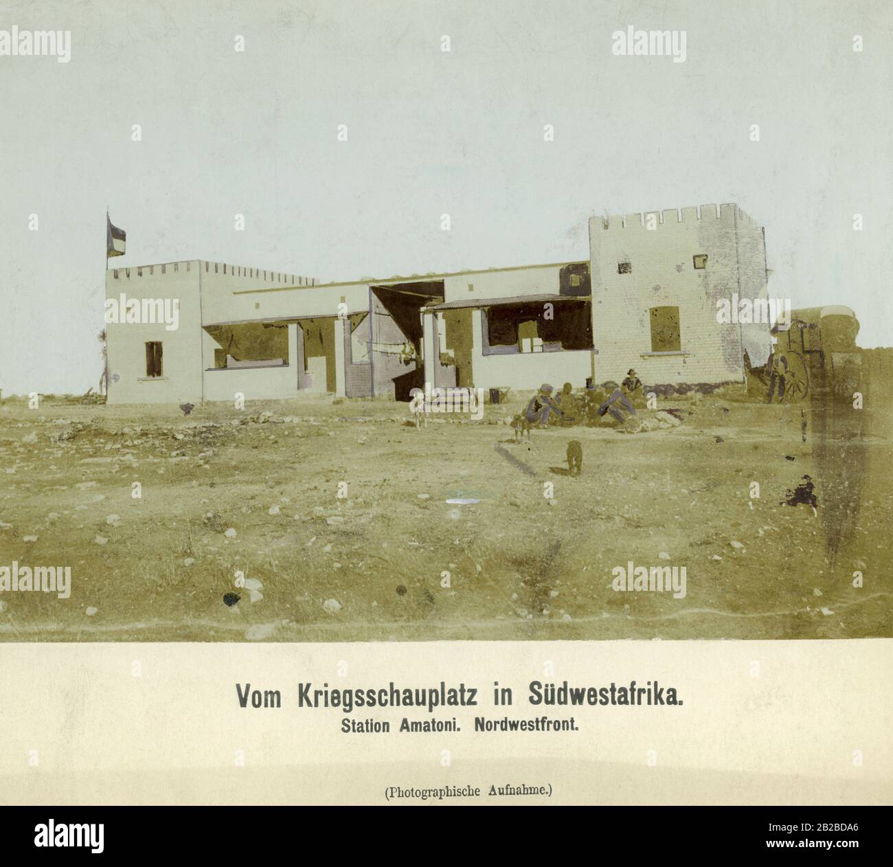 La stazione tedesca di Amatoni sul fronte nord-occidentale in Sud Africa tedesca. Qui i soldati tedeschi combattevano con l'erero ribelle locale. Foto Stock