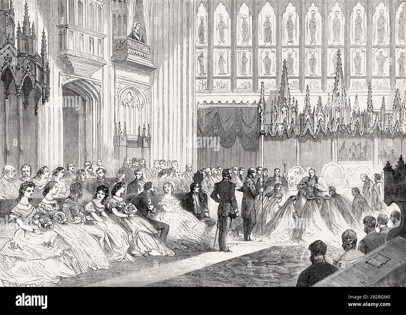 Matrimonio del Principe Alberto Edoardo (in seguito re Edoardo VII) e di Alexandra di Danimarca, Cappella di San Giorgio al Castello di Windsor, 1863 Foto Stock
