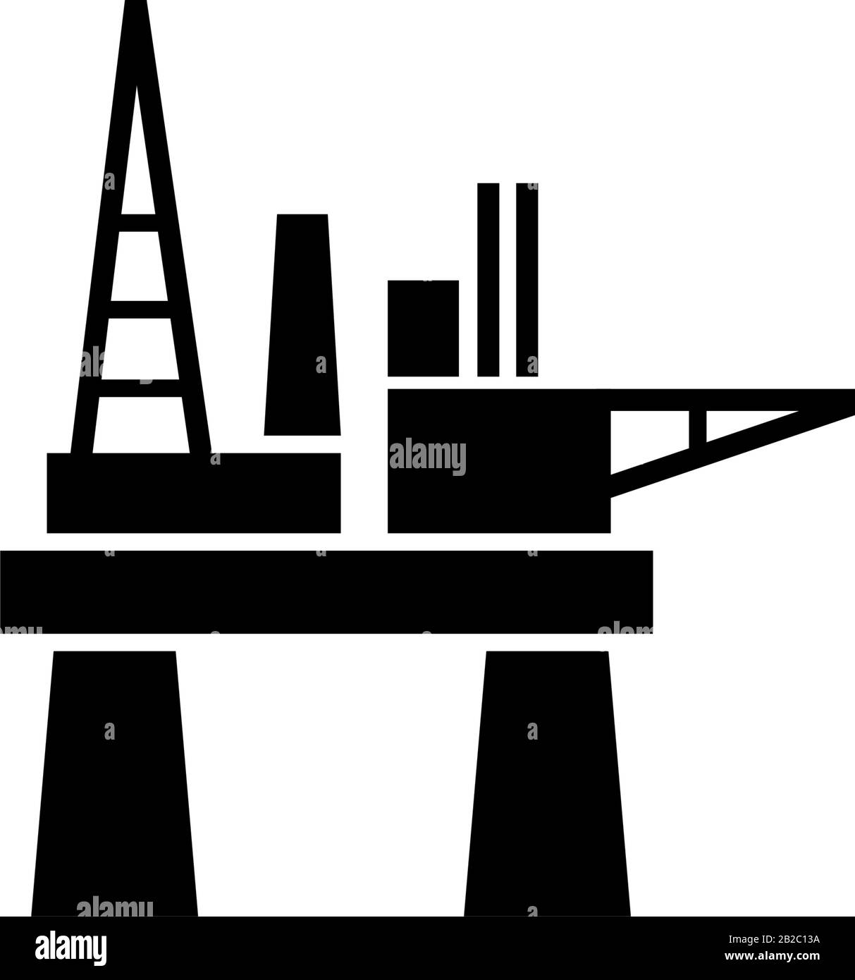 Piattaforma Offshore Petrolifera, Perforazione Olio Galleggiante Illustrazione Dell'Icona Vettore Piatto. Semplice simbolo nero su sfondo bianco. Piattaforma Offshore Petrolifera, Perforazione Galleggiante Illustrazione Vettoriale