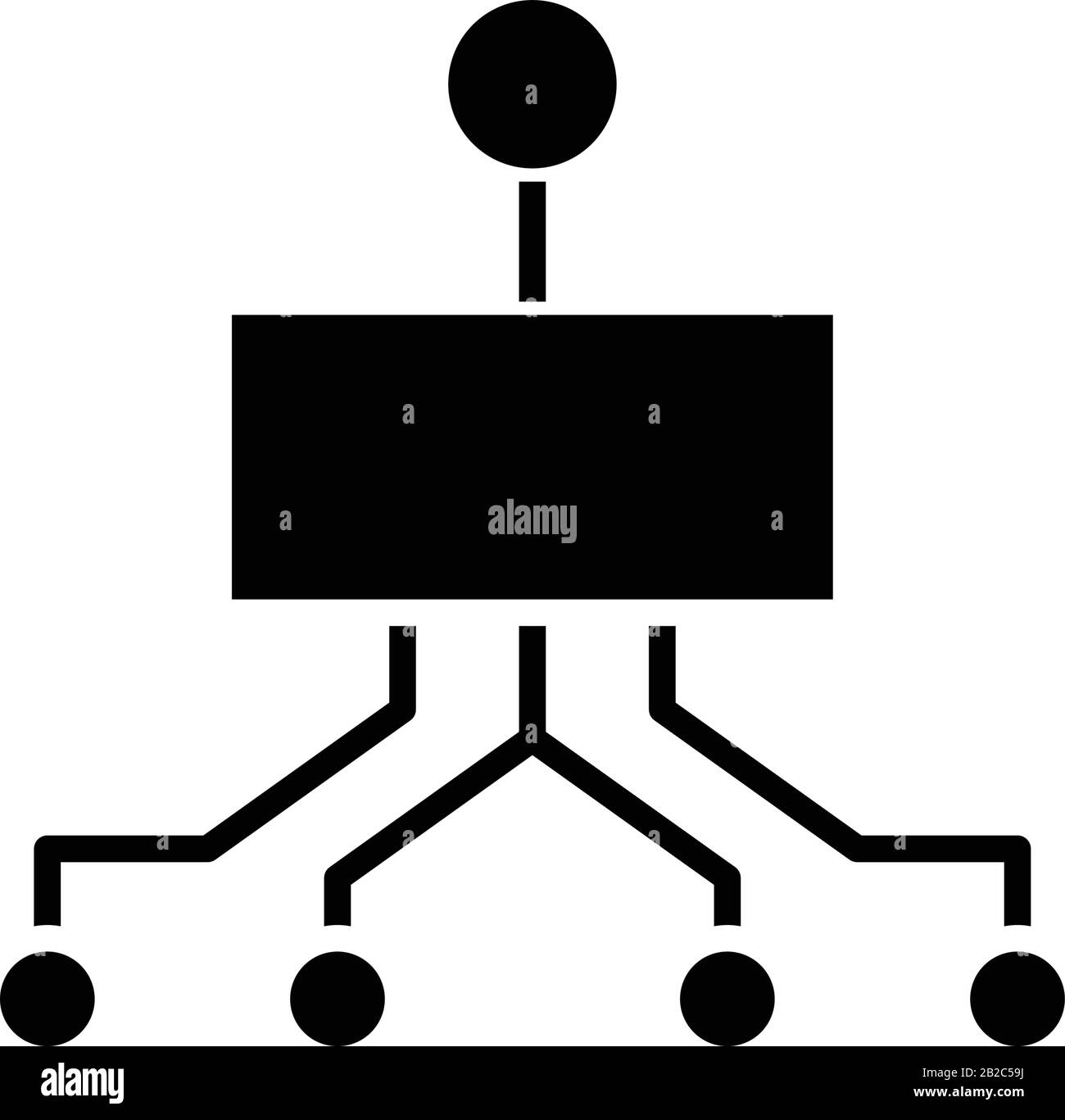 Diagramma logico icona nera, illustrazione concettuale, simbolo piatto vettoriale, simbolo glifo. Illustrazione Vettoriale