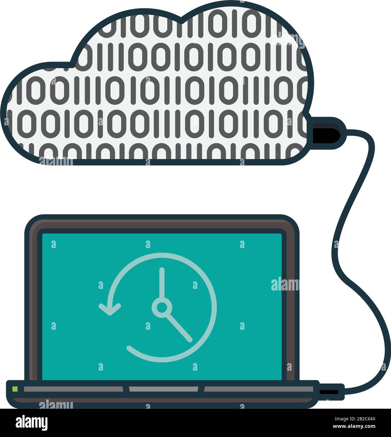 Backup su cloud via cavo da computer portatile immagine vettoriale isolata per il giorno di backup il marzo 31st. Illustrazione Vettoriale