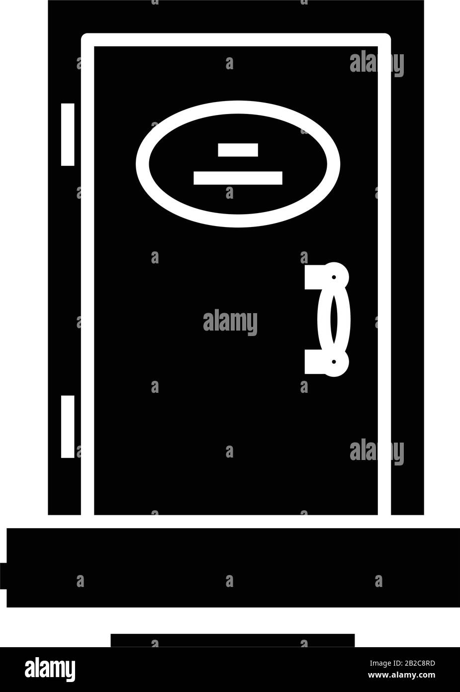 Icona nera della porta principale, illustrazione concettuale, simbolo piatto vettoriale, simbolo glifo. Illustrazione Vettoriale