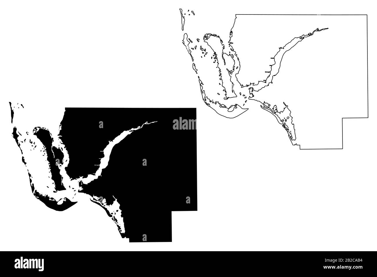 Lee County, Florida (contea degli Stati Uniti, Stati Uniti d'America, Stati Uniti, Stati Uniti) mappa vettore illustrazione, abbozzare schizzo Lee mappa Illustrazione Vettoriale