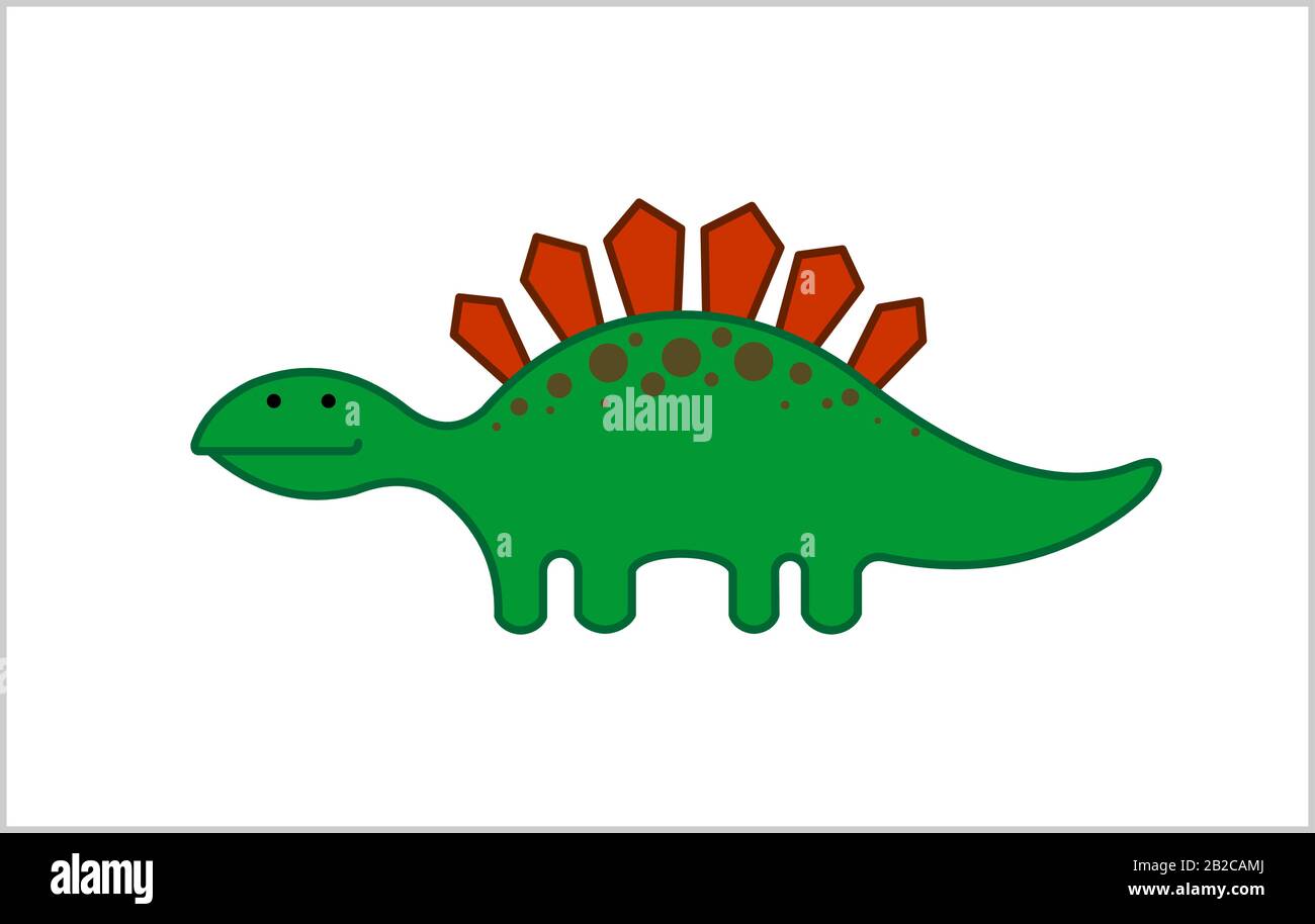 Carino Erbivoro Dinosauro, Dino. Stegosaurus. Per la stampa. Moderna immagine vettoriale piatta Isolata su sfondo bianco. Illustrazione Vettoriale