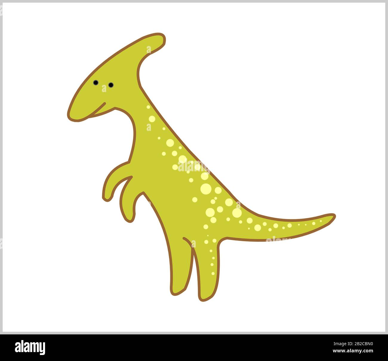 Carino Erbivoro Dinosauro, Dino. Parasaurolofo. Per la stampa. Moderna immagine vettoriale piatta Isolata su sfondo bianco. Illustrazione Vettoriale