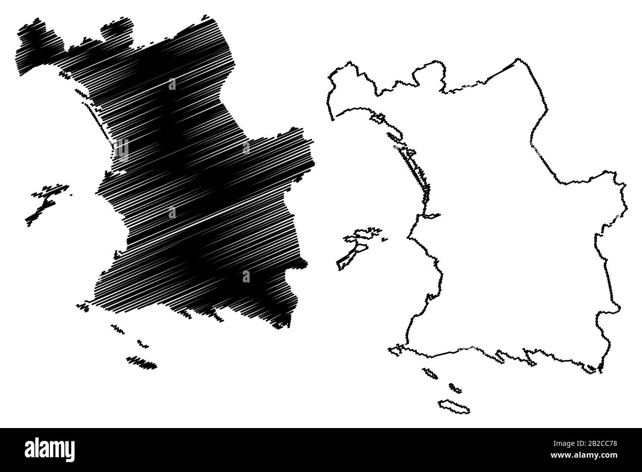 Città di Marsiglia (Repubblica francese, Francia) mappa vettore illustrazione, abbozzare schizzo Città di Marsiglia mappa Illustrazione Vettoriale