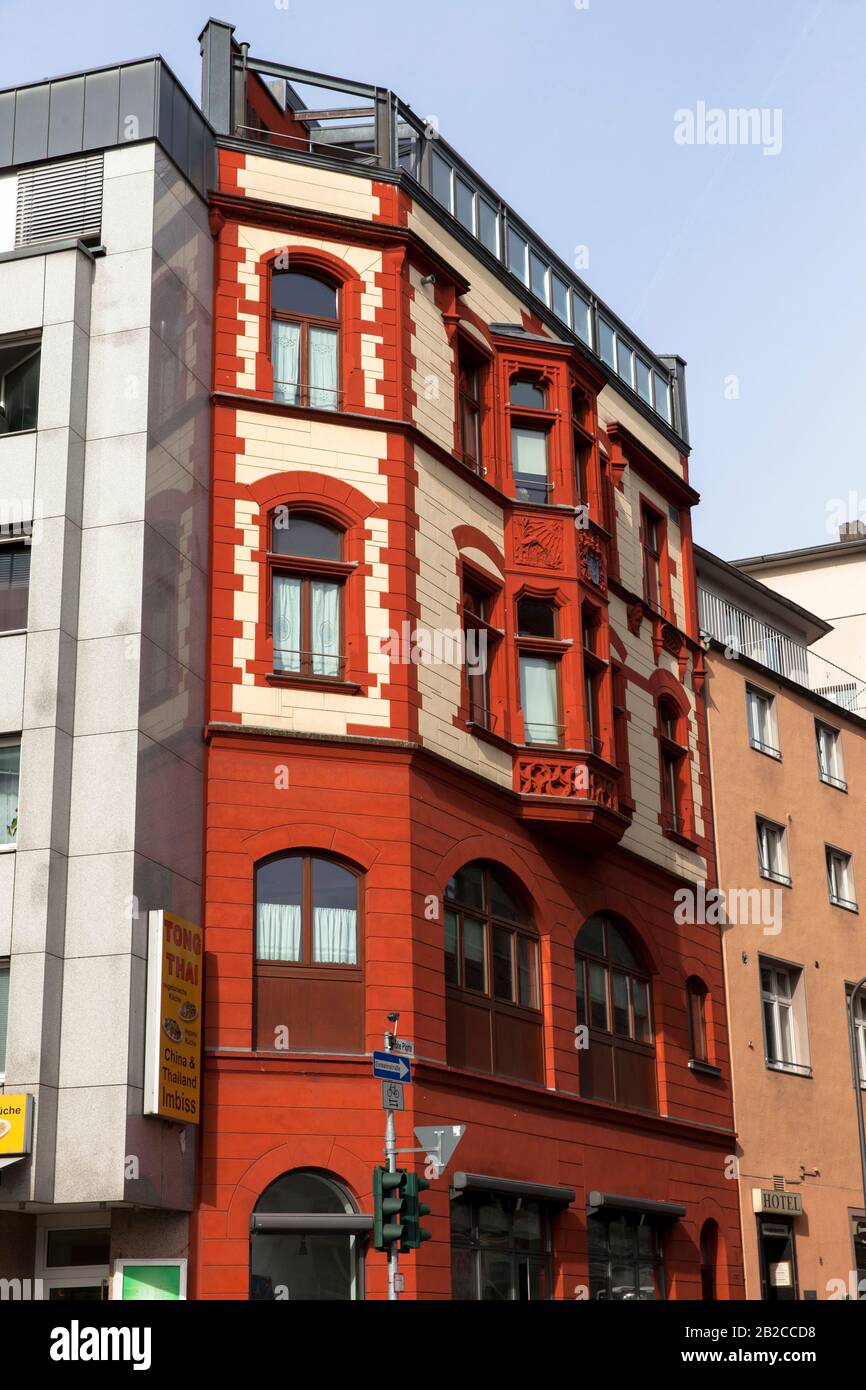 casa no. 3 nella strada Hohe Pforte, ha una pianta molto insolita, l'unico appartamento è su 4 piani, è lungo 14 metri e tra 3 e 3,50 m. Foto Stock