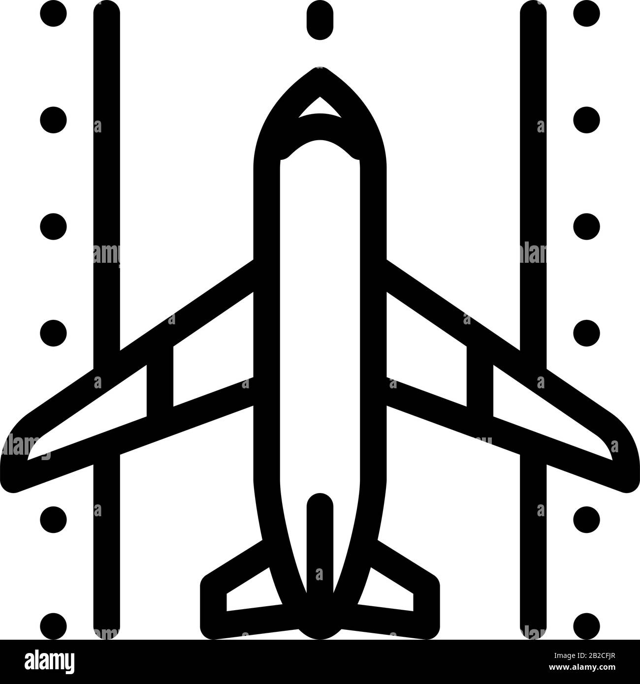 Aereo Su Runway Airport Icona Thin Line Vector Illustrazione Vettoriale
