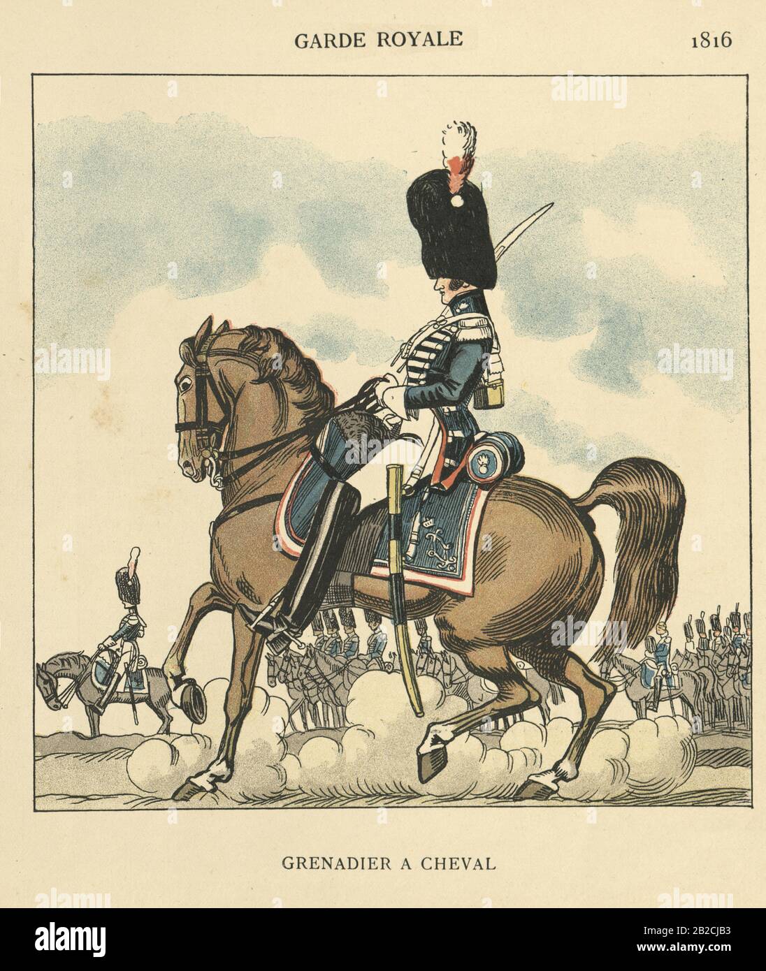 Soldati francesi del 19th Secolo, Garde Royale, Grenadier una Cheval, 1816 Foto Stock