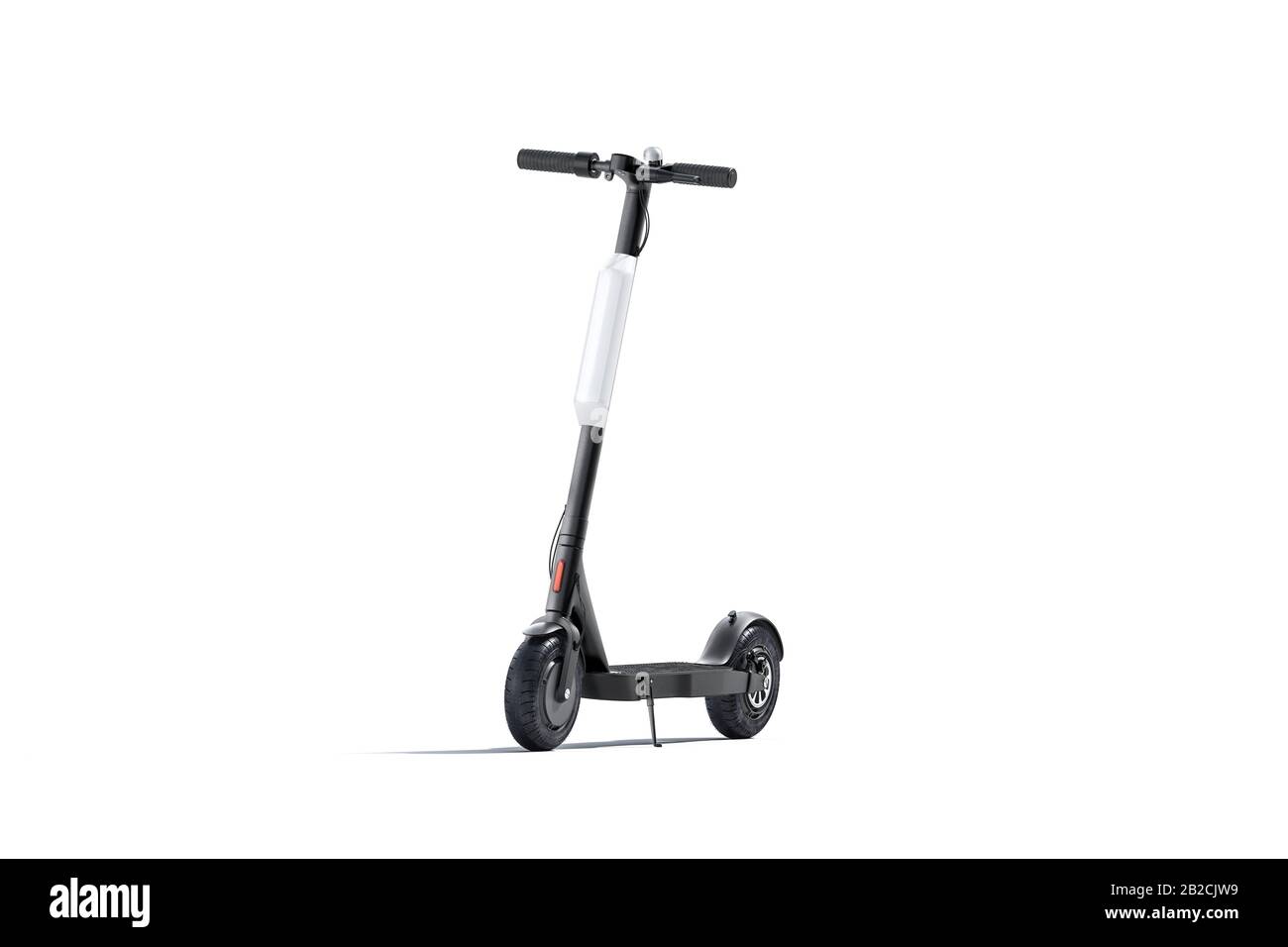 Scooter elettrico nero vuoto con striscione bianco mock-up, isolato Foto Stock
