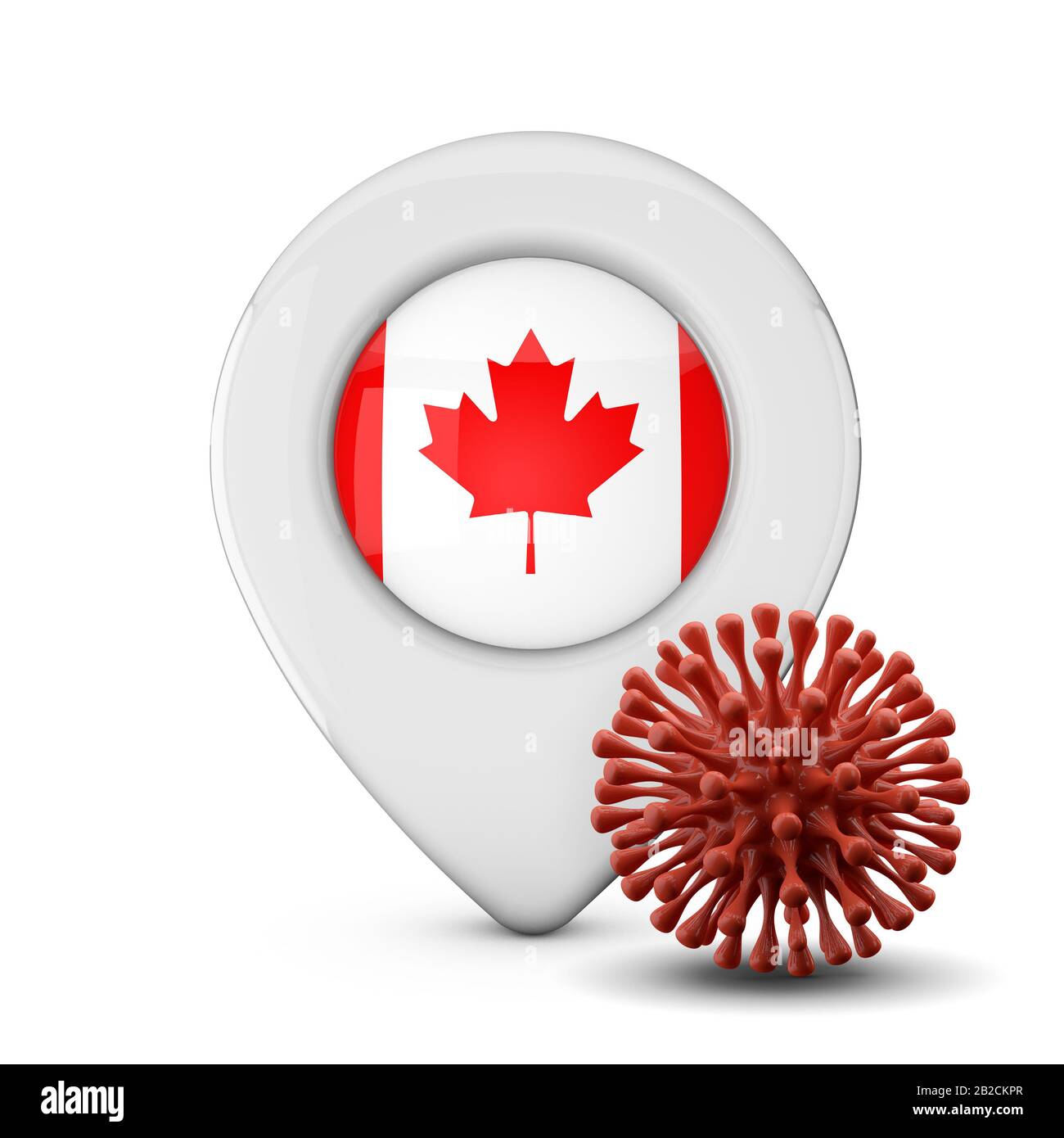 Marcatore di posizione in Canada con virus o malattia microbo. Rappresentazione 3D Foto Stock