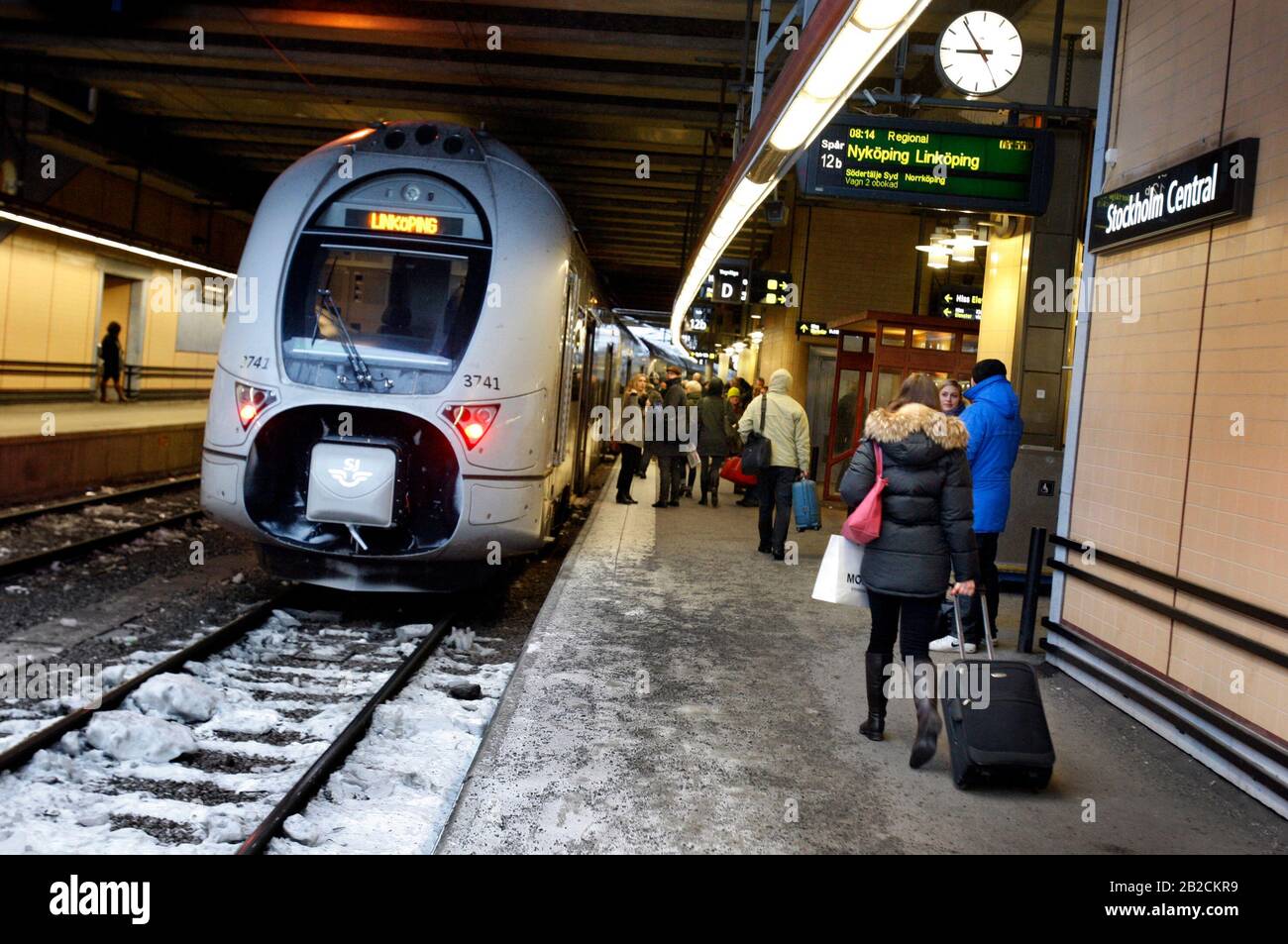 Treno, da SJ, Ferrovie dello Stato svedese, a Stoccolma Central.Photo Jeppe Gustafsson Foto Stock