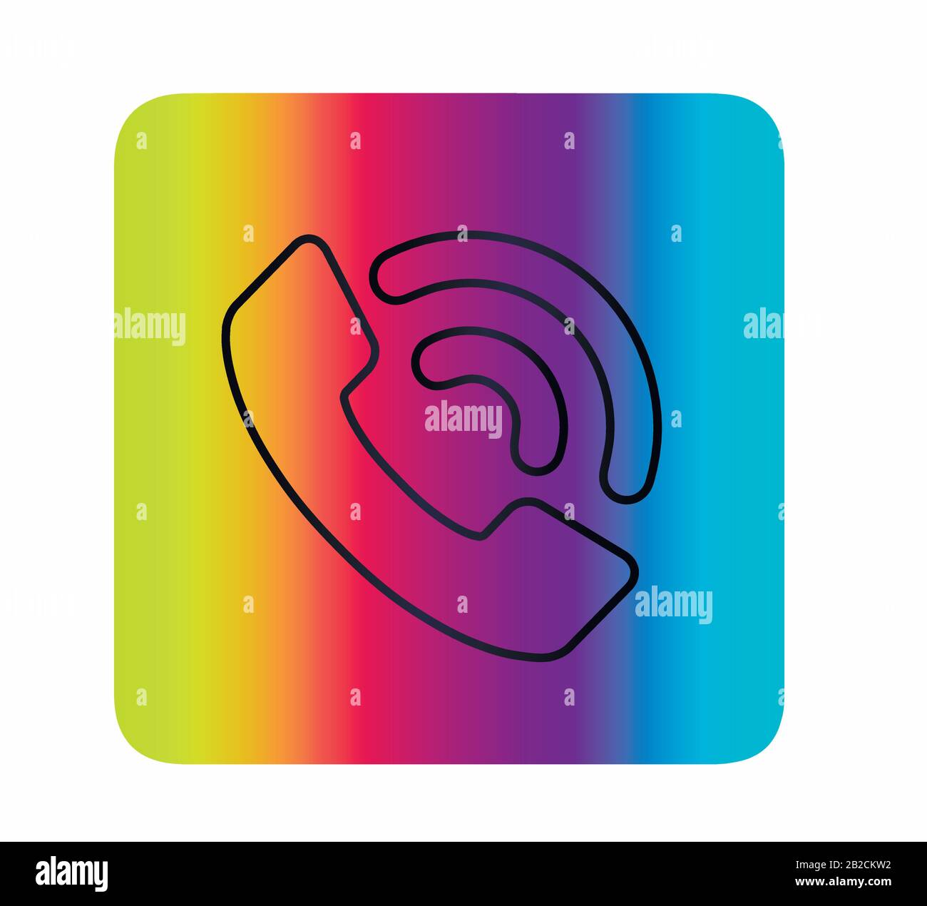 Icona neon telefono con suoneria. Illustrazione Vettoriale