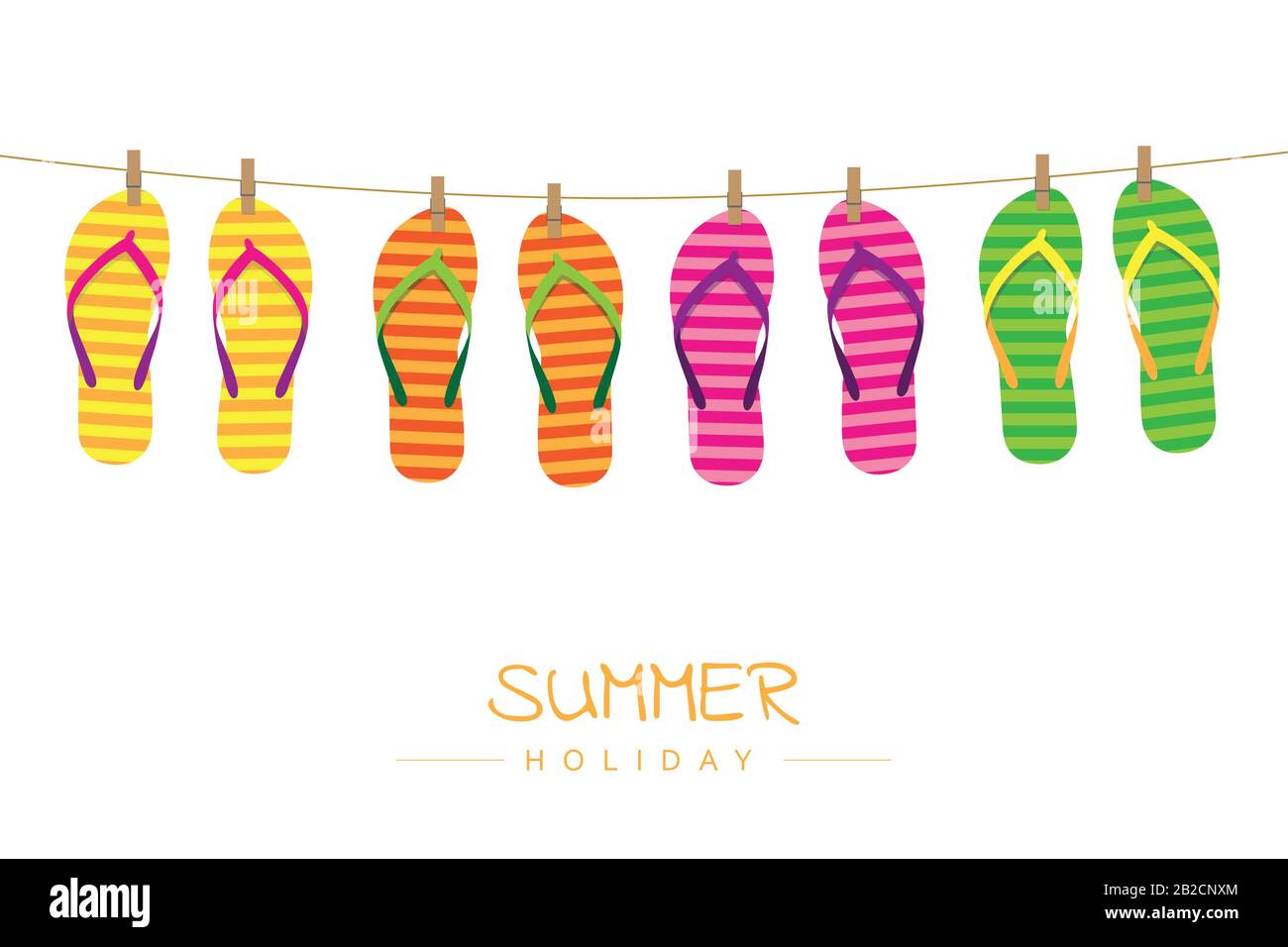 Vacanze estive infradito a strisce appendere su una corda vettore illustrazione EPS10 Illustrazione Vettoriale