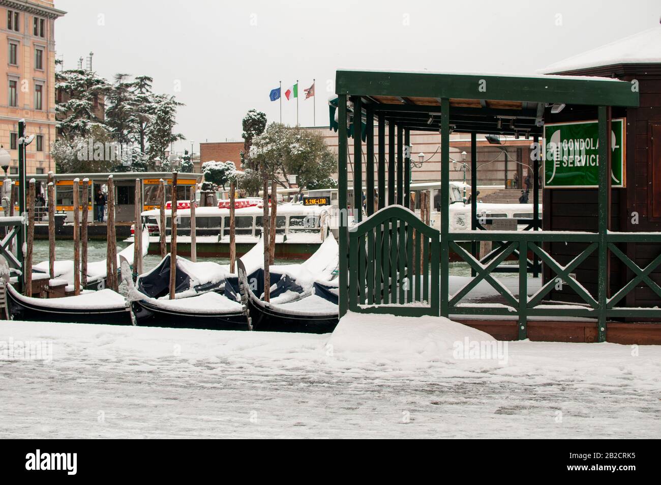 Vista panoramica durante l'inverno, Isola di Venezia, Veneto, Italia Foto Stock