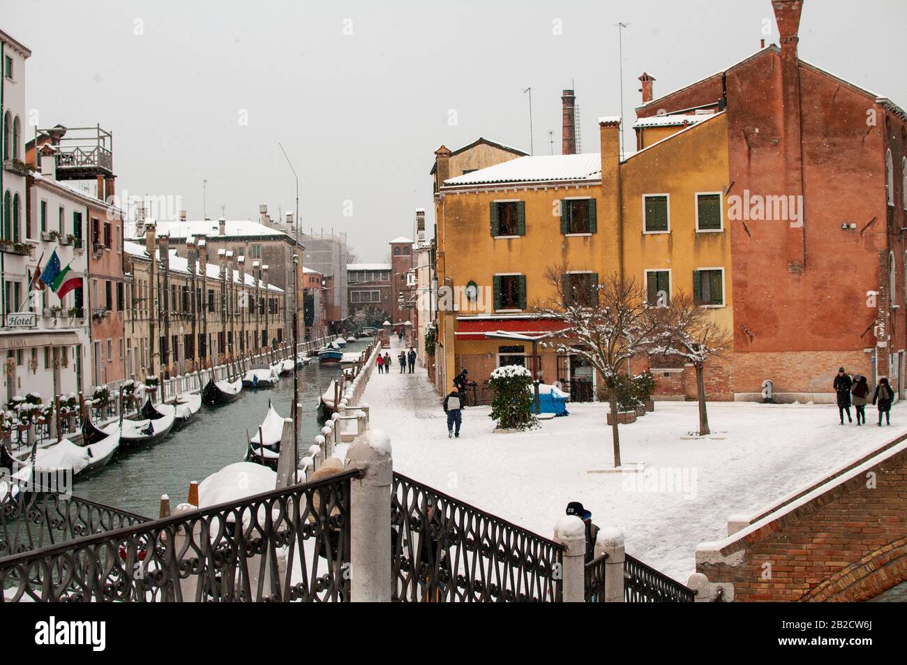 Vista panoramica durante l'inverno, Isola di Venezia, Veneto, Italia Foto Stock