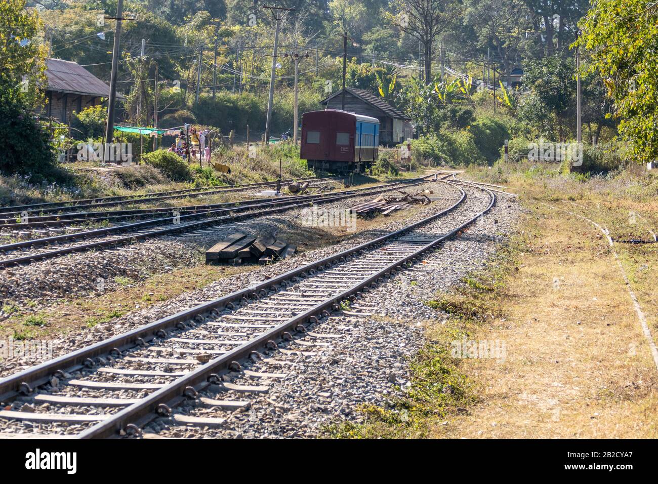 Stazione ferroviaria di Kalaw a Kalaw Township nel distretto di Taunggyi, Stato di Shan, Myanmar Foto Stock