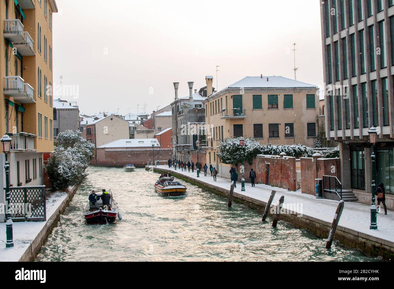 Vista panoramica durante l'inverno, Isola di Venezia, Veneto, Italia Foto Stock