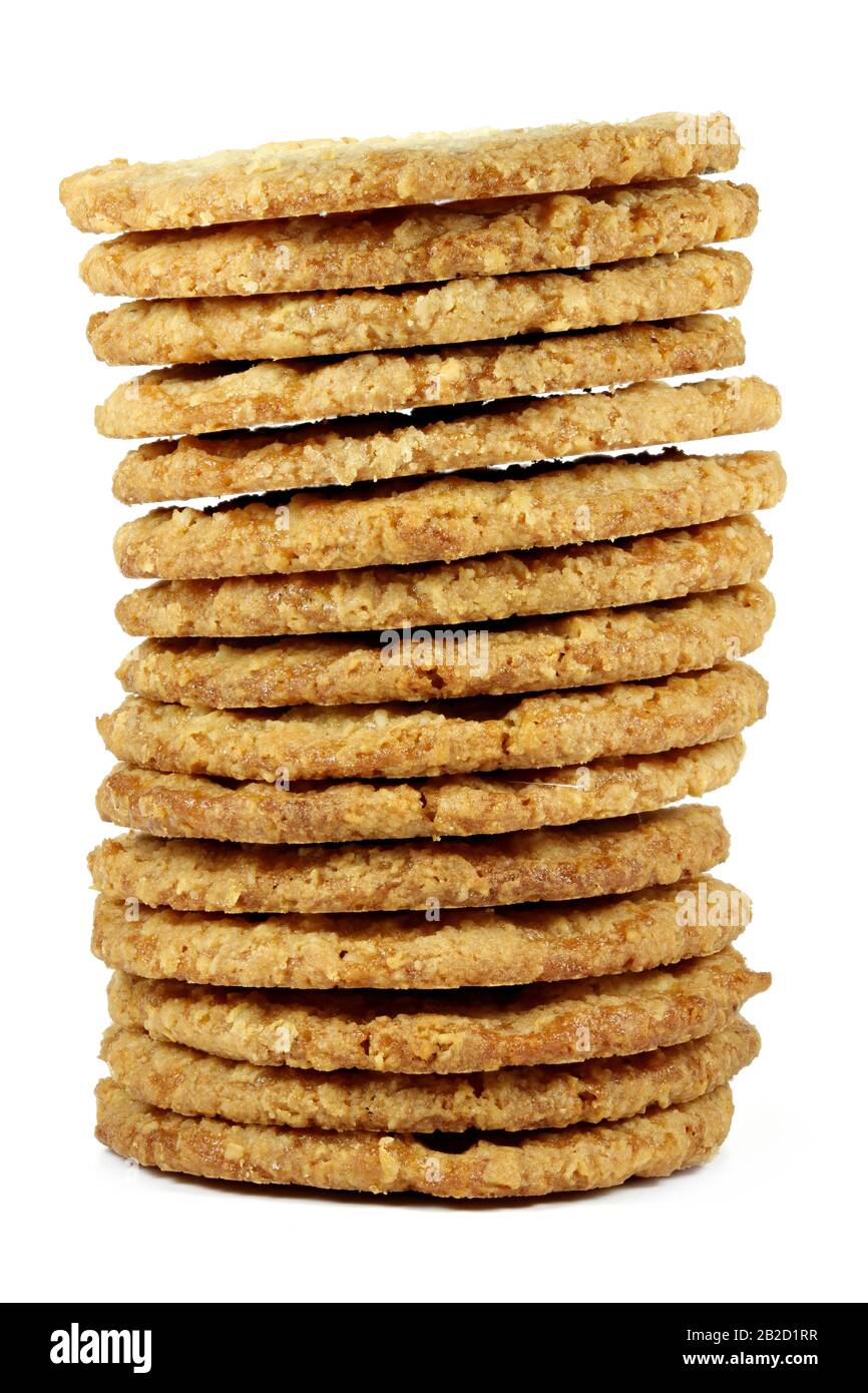 Biscotti di avena svedesi isolati su sfondo bianco Foto Stock