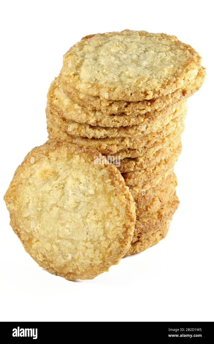 Biscotti di avena svedesi isolati su sfondo bianco Foto Stock