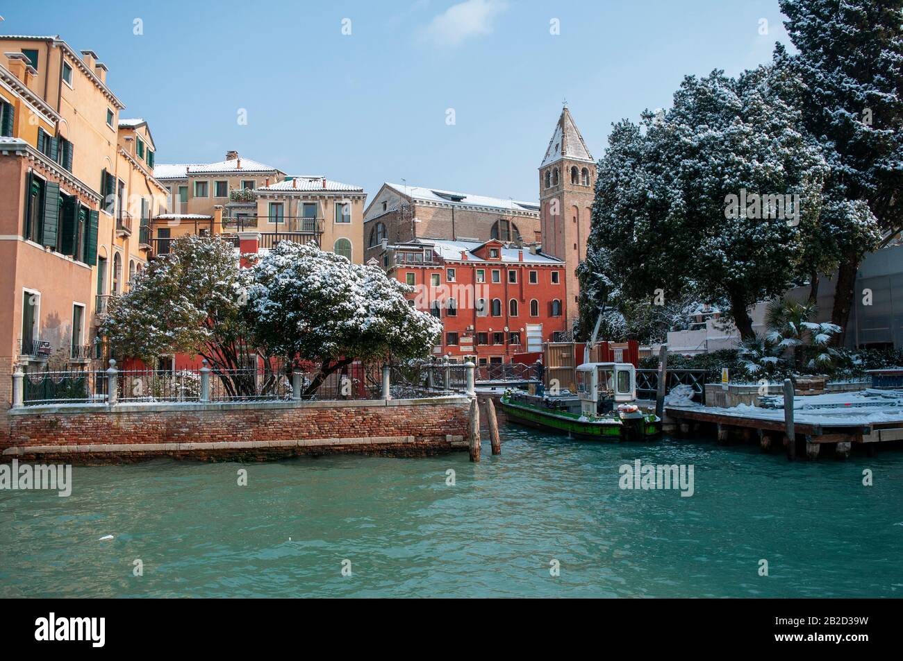 Vista panoramica durante l'inverno, Isola di Venezia, Veneto, Italia Foto Stock