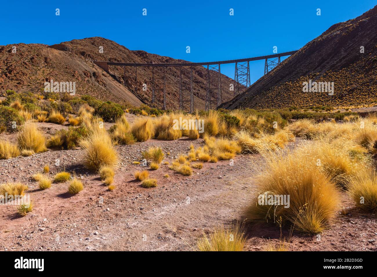 Viaducto la Polvorilla, 4200m ALS, stazione finale del 'Tren a las Nubes' o 'treno per le Nuvole' Provincia di Salta, Ande, Argentina, America Latina Foto Stock