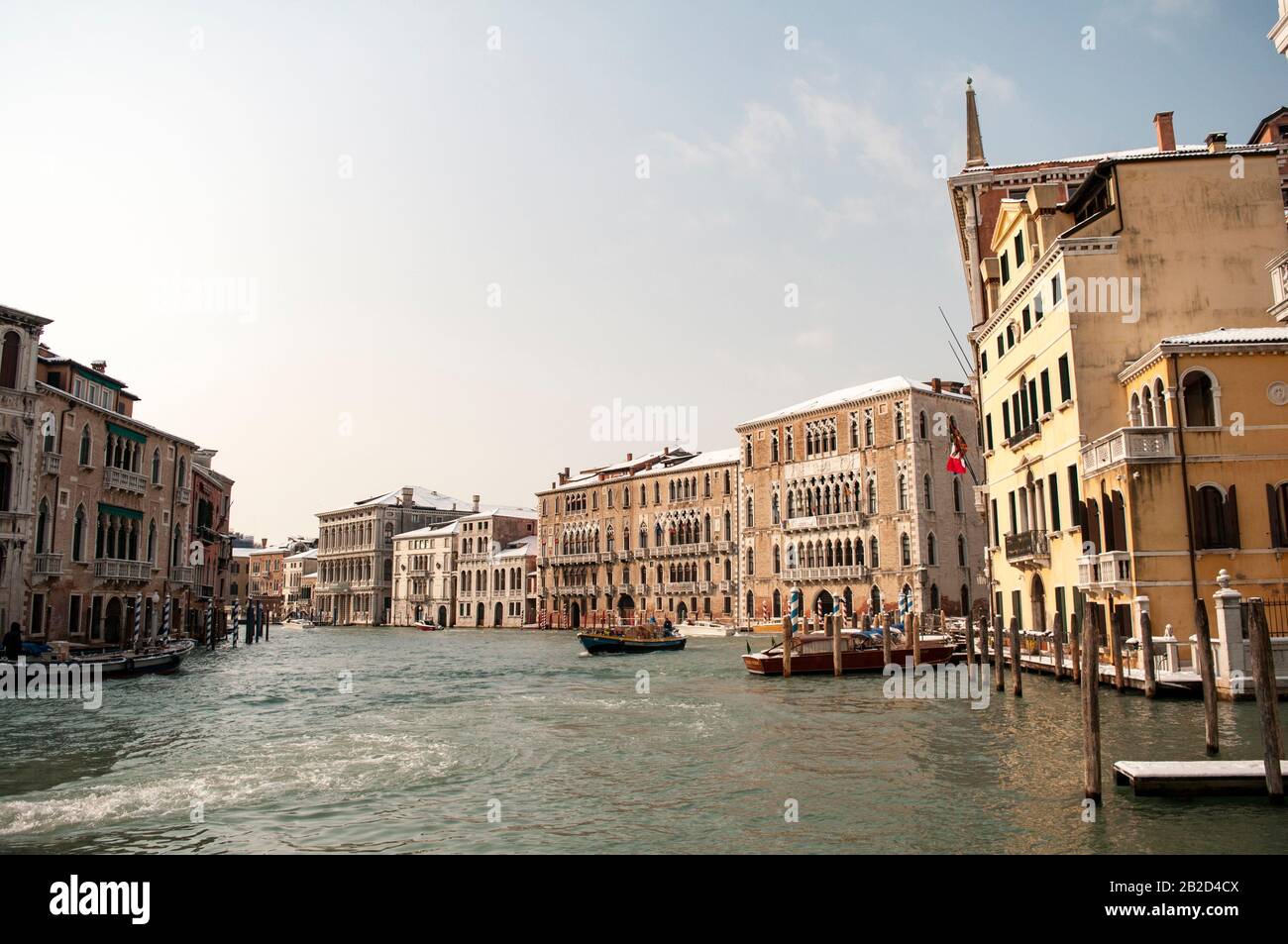 Vista panoramica durante l'inverno, Isola di Venezia, Veneto, Italia Foto Stock