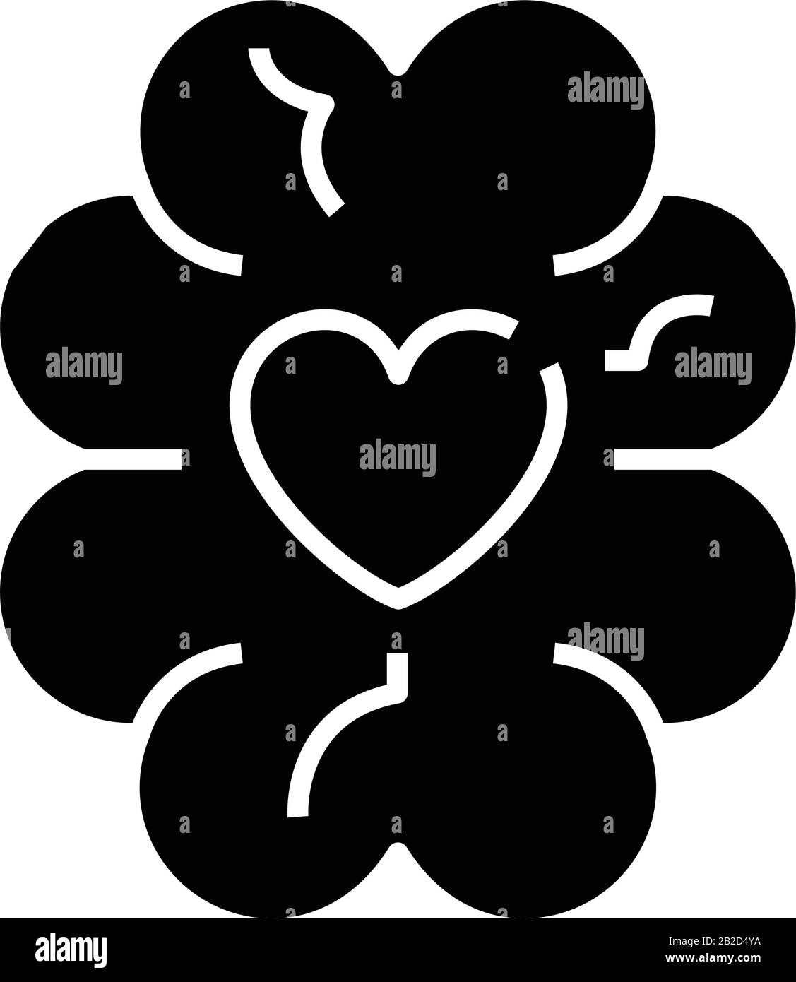 Icona nera dei pensieri d'amore, illustrazione concettuale, simbolo piatto vettoriale, simbolo glifo. Illustrazione Vettoriale