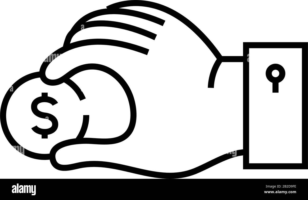 Icona della linea di spesa, simbolo del concetto, illustrazione del vettore del profilo, simbolo lineare. Illustrazione Vettoriale