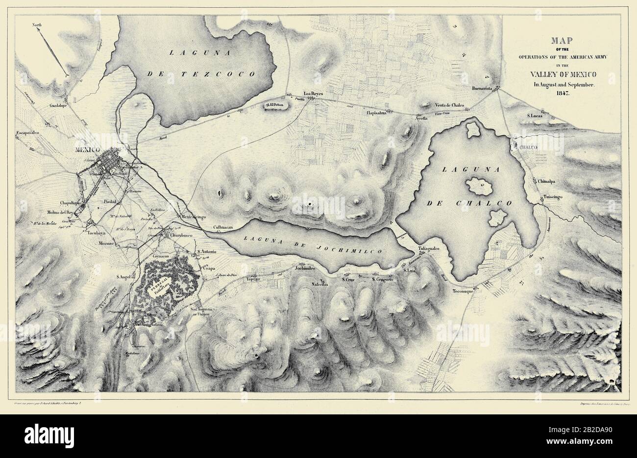 Mappa Delle Operazioni Di Guerra Messicano-Americana Foto Stock