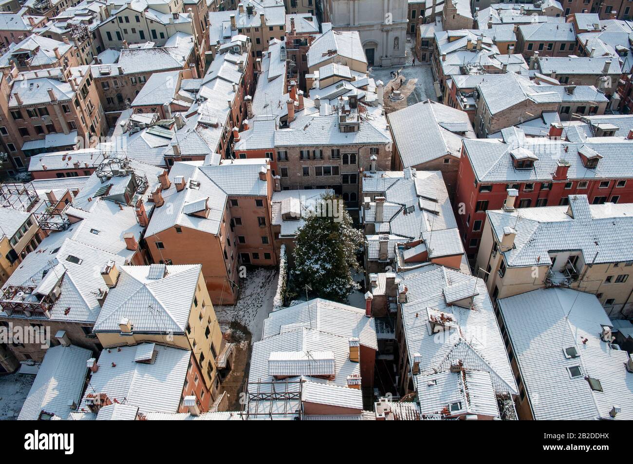 Vista panoramica durante l'inverno, Isola di Venezia, Veneto, Italia Foto Stock