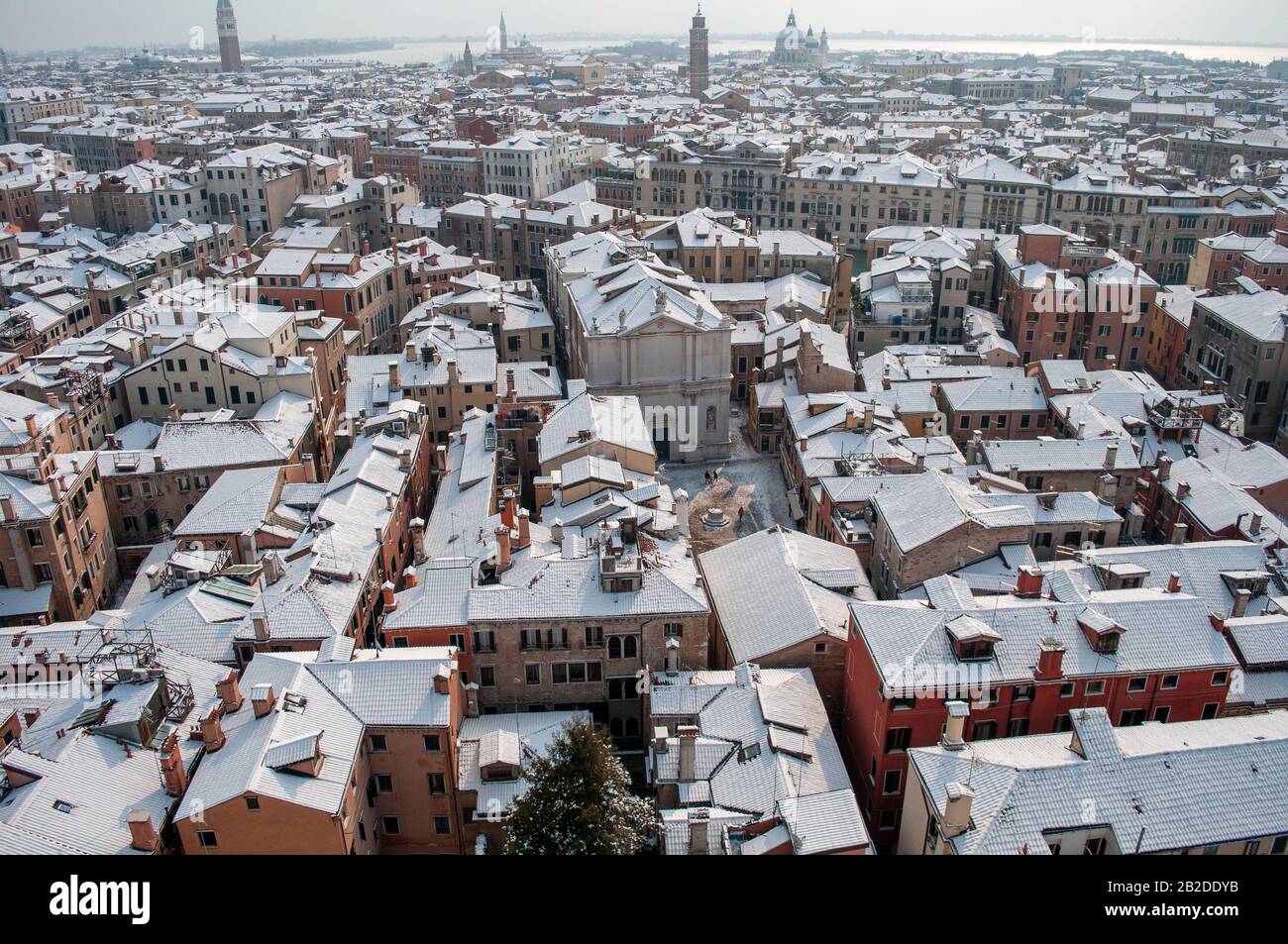 Vista panoramica durante l'inverno, Isola di Venezia, Veneto, Italia Foto Stock