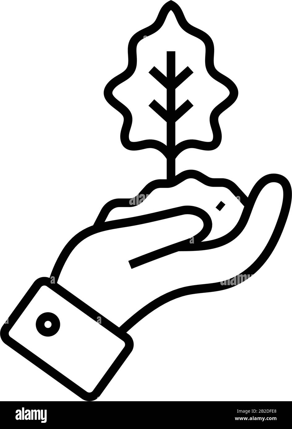 Supporta l'icona della linea in crescita, il simbolo del concetto, l'illustrazione del vettore del contorno, il simbolo lineare. Illustrazione Vettoriale