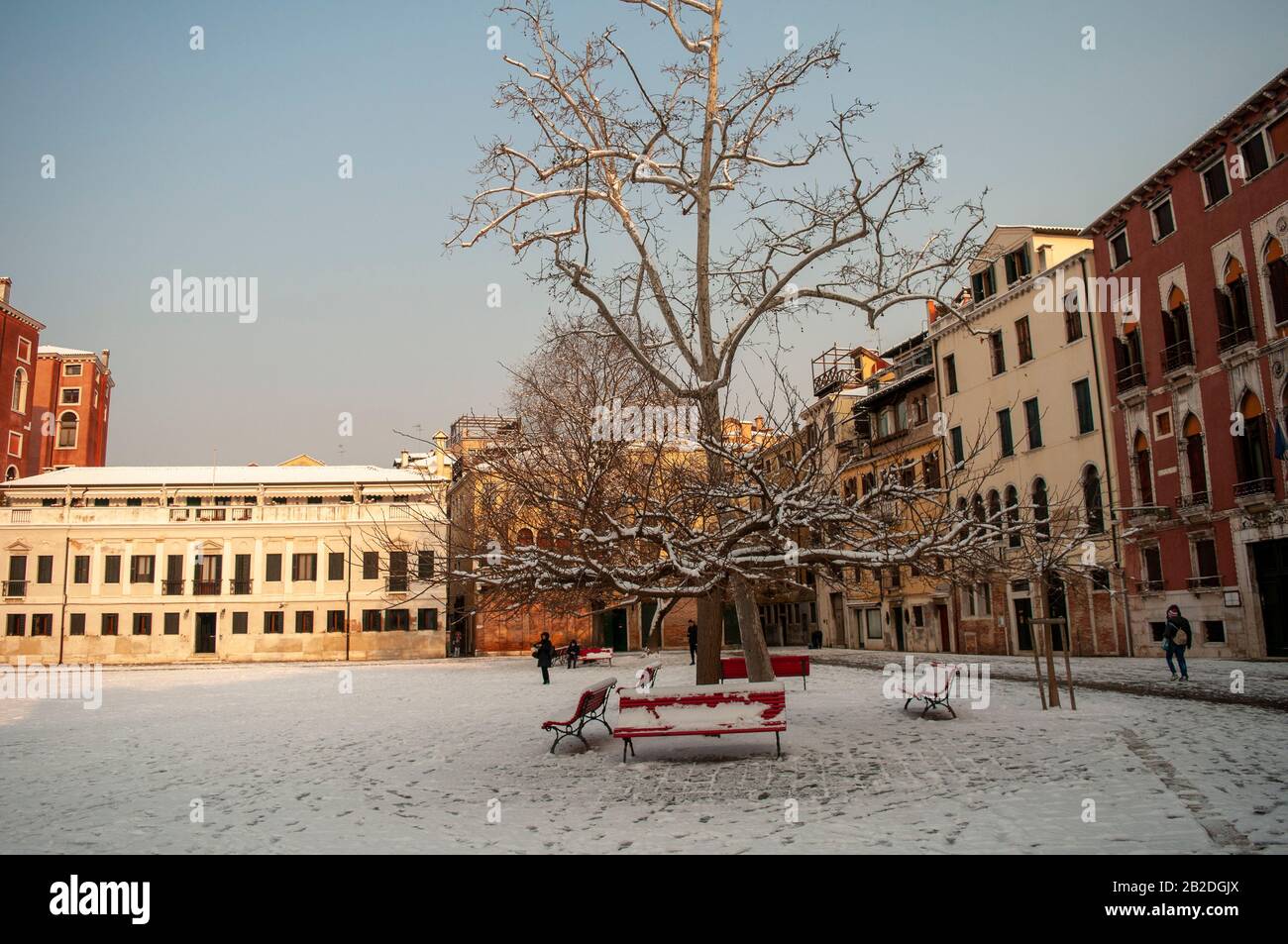 Vista panoramica durante l'inverno, Isola di Venezia, Veneto, Italia Foto Stock