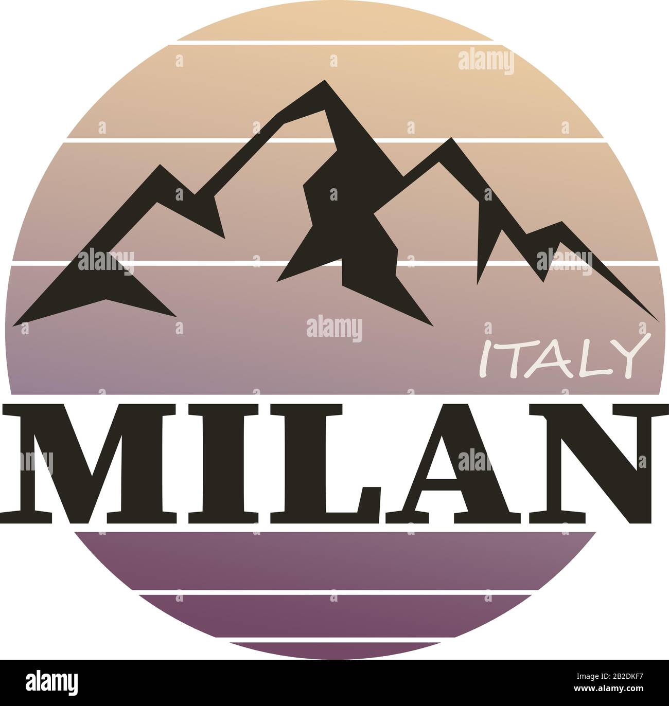 Italia moderna Milano skyline astratto gradiente sito web banner art. Guida viaggi coprire città vettore illustrazione Illustrazione Vettoriale