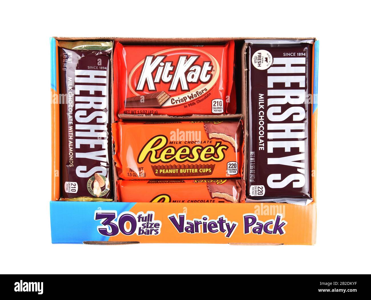 Irvine, CALIFORNIA - 27 OTTOBRE 2017: Assortimento di Barre di caramelle di Hersheys. Il pacchetto Variety da 30 bar è stato lanciato per Halloween. Foto Stock
