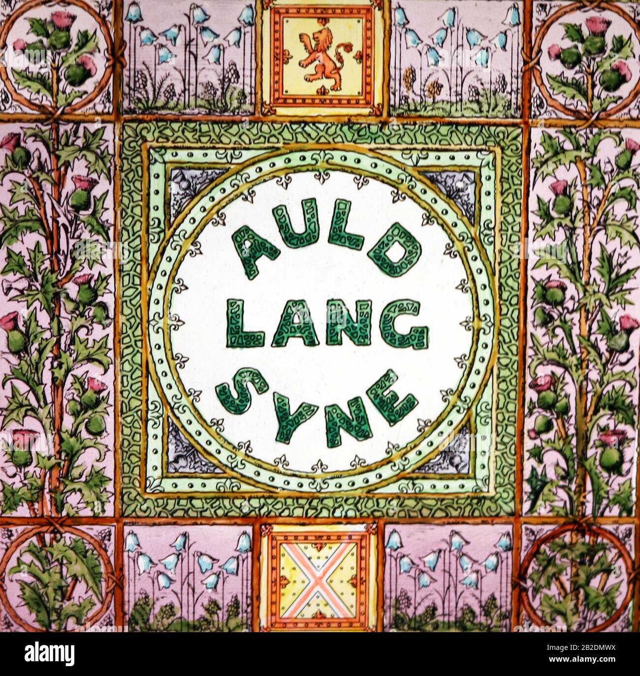 Auld Lang Syne magica lanterna slide, periodo vittoriano Foto Stock