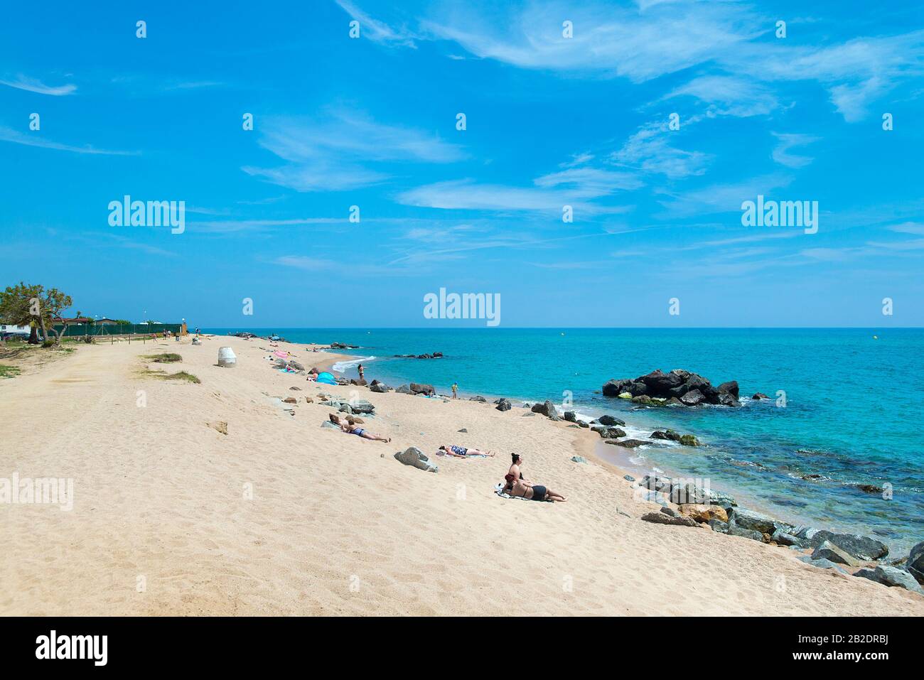 Platja De Les Caletes, Santa Susanna, Costa Brava, Spagna Foto Stock