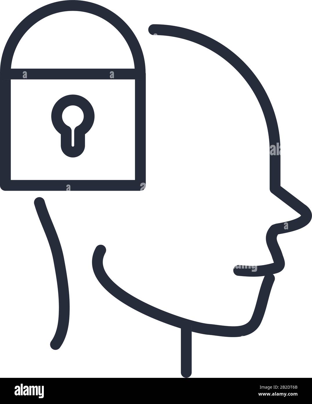 malattia di alzheimers cervello neurologico bloccato vettore illustrazione linea stile icona Illustrazione Vettoriale