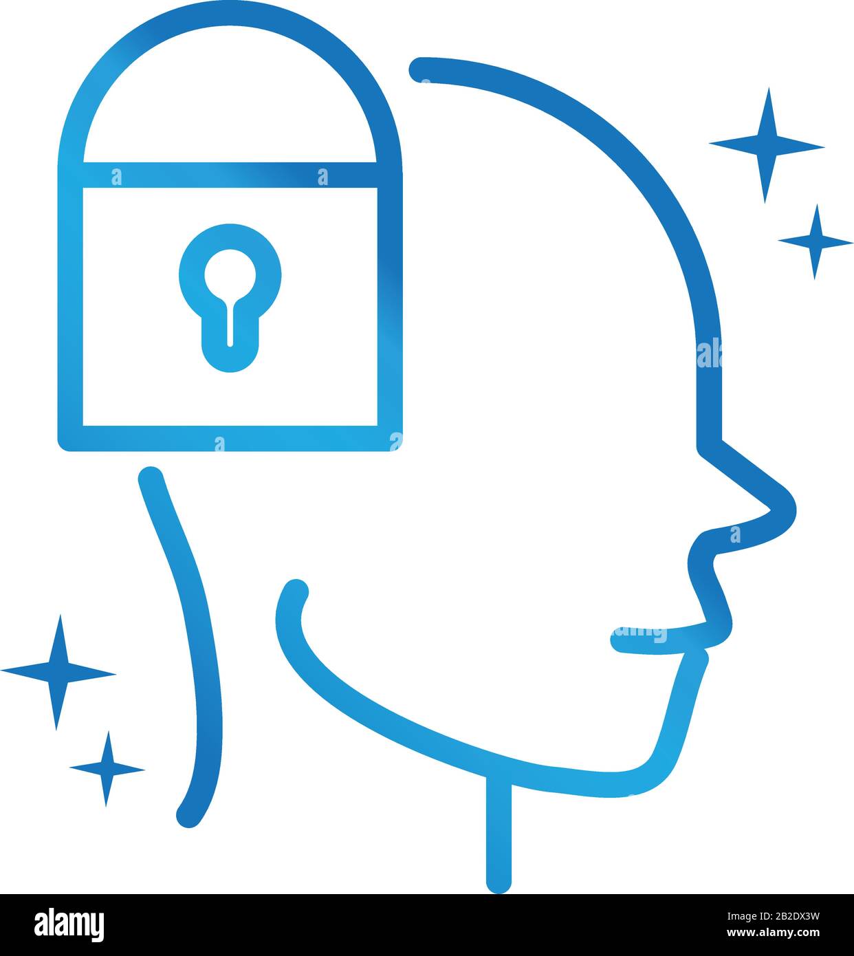 malattia di alzheimers cervello neurologico bloccato vettore illustrazione gradiente linea icona Illustrazione Vettoriale