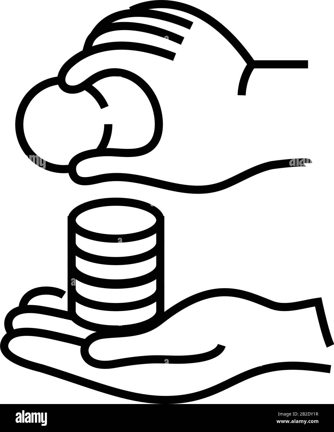 Icona della linea di spesa, simbolo del concetto, illustrazione del vettore del profilo, simbolo lineare. Illustrazione Vettoriale
