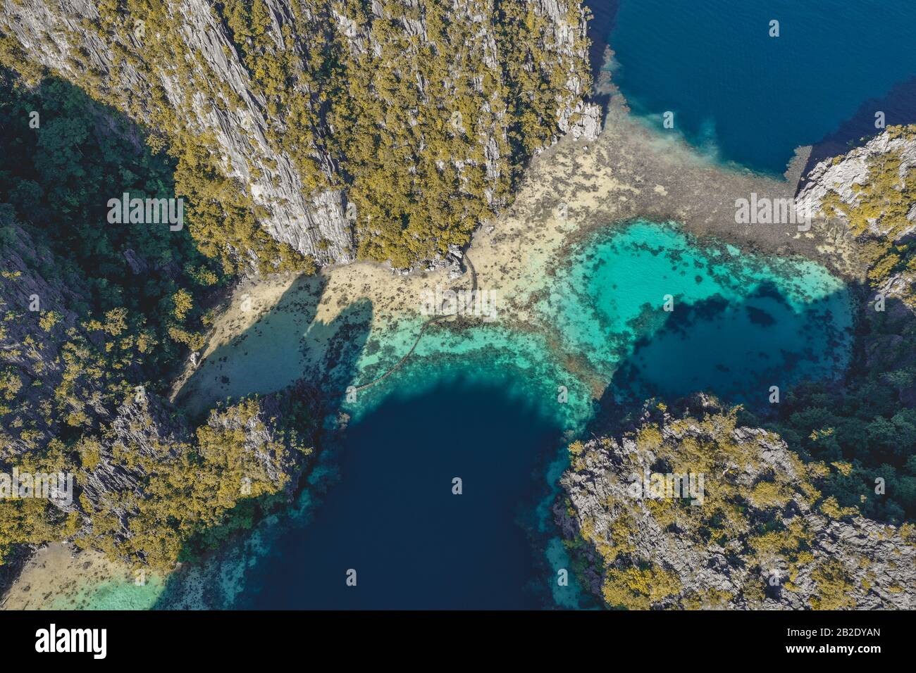 Veduta aerea del lago Barracuda a Coron, Palawan, Filippine Foto Stock