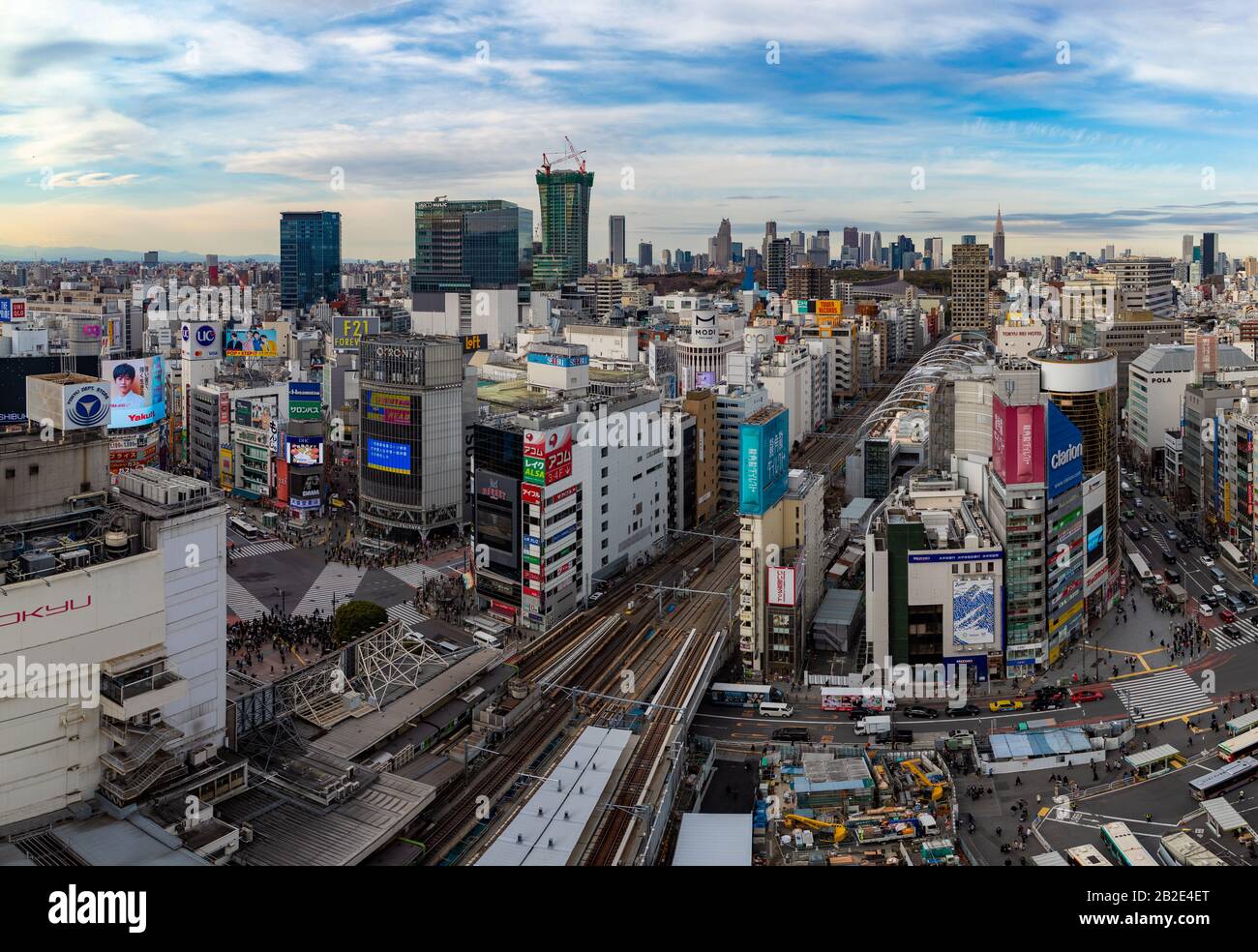 Una foto panoramica della città di Shibuya vista dall'alto (Tokyo). Foto Stock