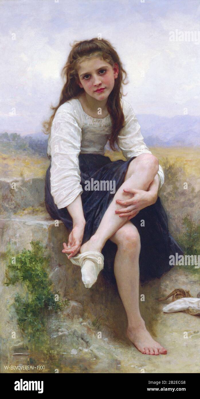 Prima Del bagno (1900) pittura accademica francese di William-Adolphe Bouguereau - altissima risoluzione e qualità dell'immagine Foto Stock