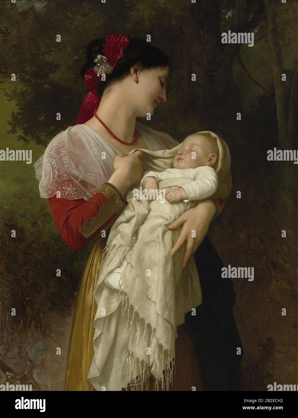 Ammirazione materna (1869) Pittura accademica francese di William-Adolphe Bouguereau - immagine Di altissima qualità e risoluzione Foto Stock