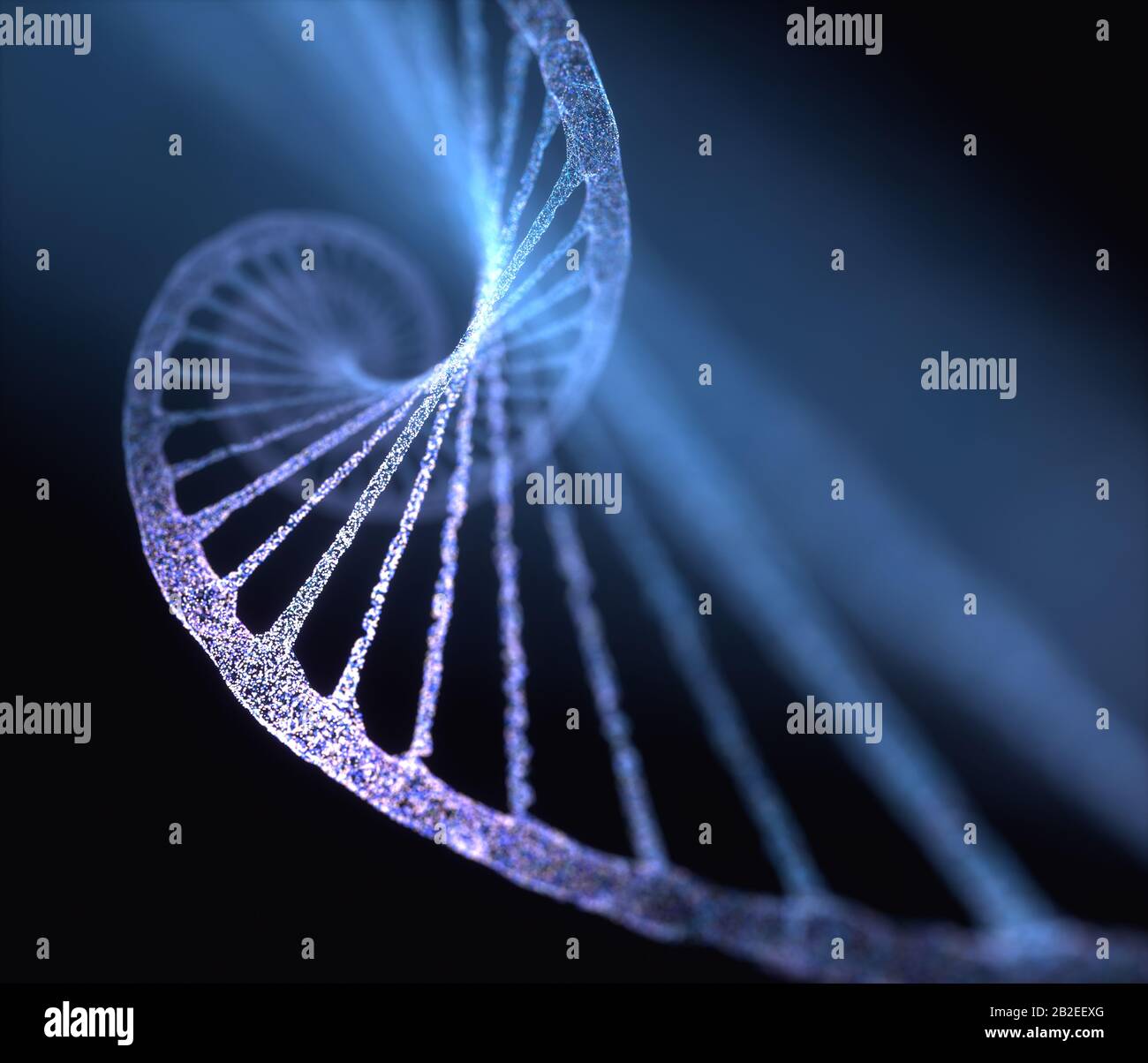 3D illustrazione del DNA prodotto da molecole chiamate nucleotidi. I quattro tipi di basi azotate sono Adenina, Timina, Guanina e Citosina. Foto Stock