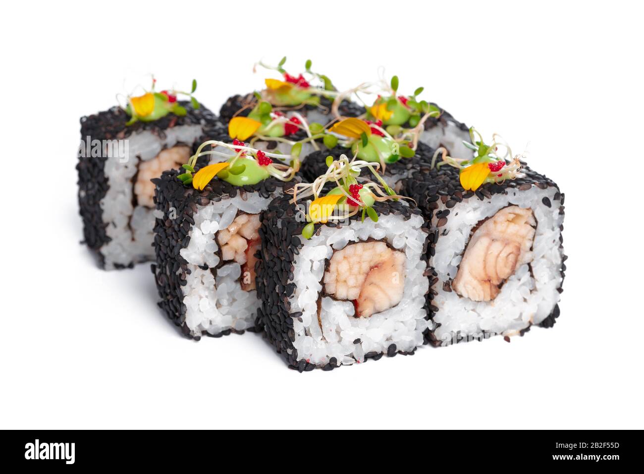 Sushi Roll isolato su uno sfondo bianco Foto Stock