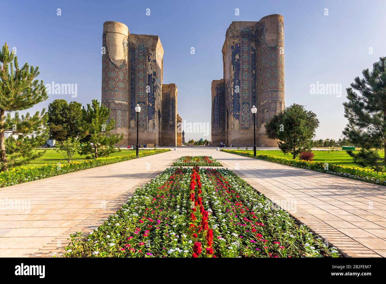 AK Saray Palace, al mattino, Shahrisabz, o Shakhrisabz, Qashqadaryo Regione, Uzbekistan, Asia Centrale, Asia Foto Stock